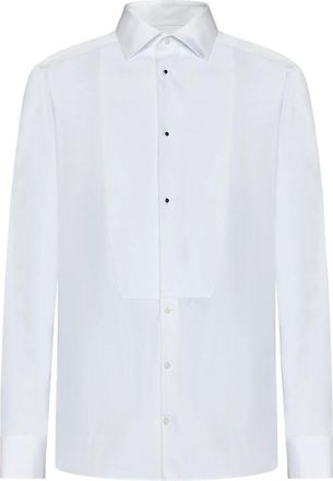 Dolce & Gabbana Overhemden, Heren, Wit, L, Katoen, Wit Katoenen Tuxedo Overhemd