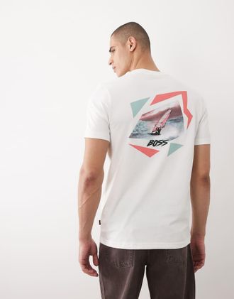 Boss Orange by Hugo Boss Hugo Boss - T-shirt a maniche corte bianca vestibilit&agrave; comoda con grafica-Bianco