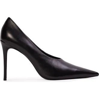 Black Suede Studio Jona 100 Pump in Black Leather at Nordstrom, Size 41