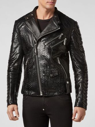 Philipp Plein Giacca in pelle di serpente con stampa