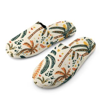 Generic Tropical Palms Tree Leopards Mens House Slippers Slip Indoor Slipper On Shoes Warm Outdoor