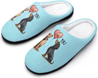 Generic Dachshund Love Mens Slippers Comfortable And Non-slip Cotton Slipper Shoe for House
