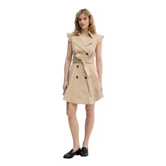 Karl Lagerfeld Kleedjes, Dames, Beige, L, Katoen, Flared Jurk