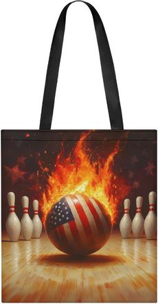 Generic Bowling Flaming Ball Tote Bag for Women Men Shoulder Bags Purses Pouch Handbags