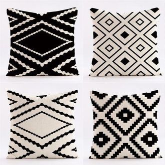 OEM Juego De 4 Fundas De Coj&iacute;n Decorativas Negras, 50 X 50 Cm, Fundas De Coj&iacute;n Cuadradas Con Estampado Geom&eacute;trico, Decoraci&oacute;n Para Sof&aacute;