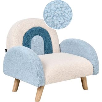 Beliani Beliani - Kids Armchair Rainbow Upholstered Chair for Children Wooden Legs Light Blue Ombo