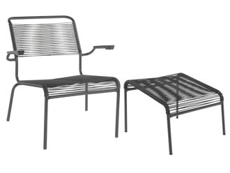 Schubiger M&ouml;bel Spaghetti-Lounger + Hocker S&auml;ntis mit Armlehnen