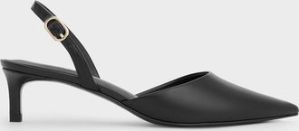 Charles & Keith Pointed-Toe Slingback Kitten Heels
