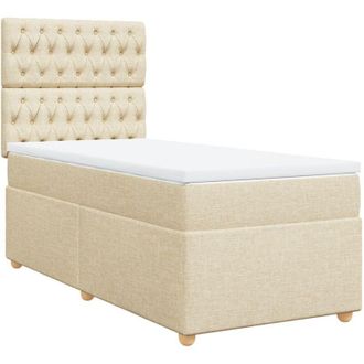 vidaXL Cama Box Spring Con Colch&oacute;n Tela Color Crema 100x200 Cm Vidaxl