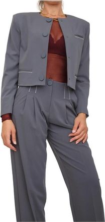 A|X Armani Exchange Grijze Blazer met Elastaanmix - Dames - Blazers - Grijs - S - Polyester - Jassen