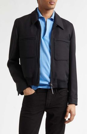 Tom Ford Lacquered Wool & Silk Tricotine Battle Jacket in Black at Nordstrom, Size 38 Us