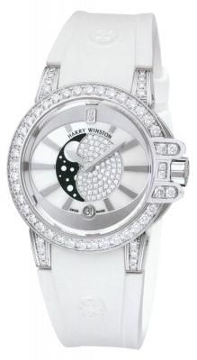 Harry Winston Ocean Moon Phase Mother of Pearl Dial 18kt White Gold Diamond Ladies Watch OCEQMP36WW003