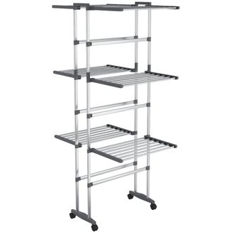 vidaXL Vidaxl - Tendedero De 3 Niveles Con Ruedas Plateado 60x70x129 Cm