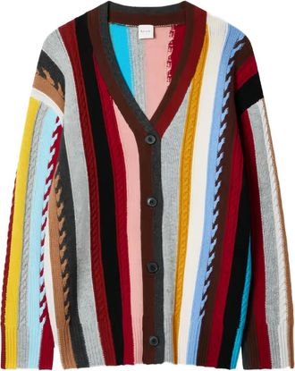 Paul Smith Signature Stripe button-down cardigan - Brown