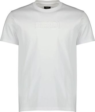 Fendi Katoenen T-shirt met ronde hals - Heren - T-shirts - Wit - L - Katoen - Tops