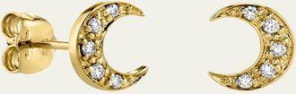 Sydney Evan 14k Pave Diamond Crescent Moon Single Stud Earring