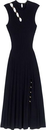Maje Cutaway rib knit maxi dress in Black at Nordstrom, Size 38 Eu