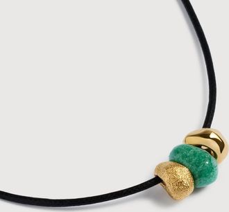 Monica Vinader Gold Antica Gemstone Cord Necklace Green Aventurine
