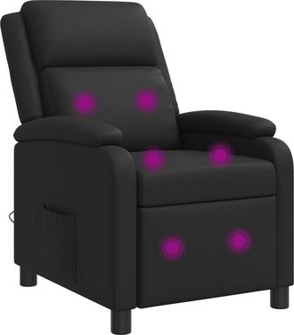 vidaXL Silla De Masajes Reclinable Negro Cuero Sint&eacute;tico Vidaxl