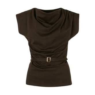 Freebird by Steven Tansy Tailored Top - Dames - Tops - Bruin - Maat: XS Leer