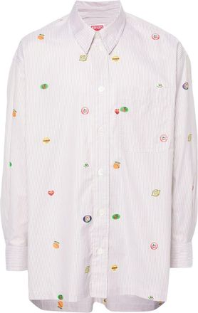 Kenzo Fruit Stickers striped shirt - men - Cotton - S - Neutrals
