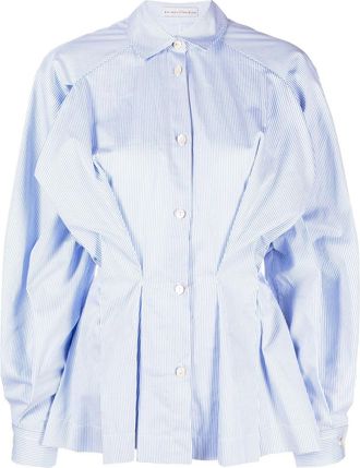 Palmer//harding gathered-waist cotton shirt - women - Cotton - 8 - Blue
