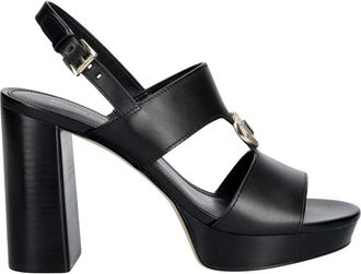 Michael Kors Erin Platform Sandal - Dames - Sandalen met hakken - Zwart - 39 EU - Leer - Schoenen