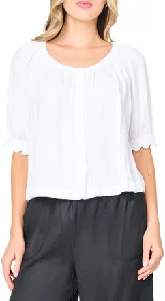 Gibsonlook Lily Scallop Sleeve Button-Up Top in White at Nordstrom, Size Xx-Small
