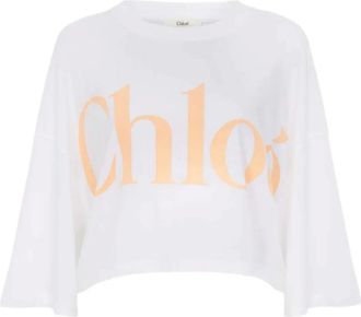 Chloé T-shirt crop in cotone - Bianco