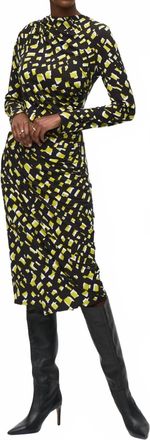 Joseph Ribkoff Abstract Sheath Jersey Midi Dress In Black / Green