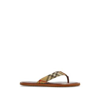 Burberry Flip Flops, female, Brown, Size: 10 US Beige Check Thong Sandal