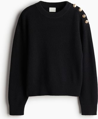H&M Pullover mit Zierknöpfen - Schwarz