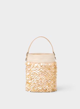 Staud Womens Lila iridescent shells mini bucket bag
