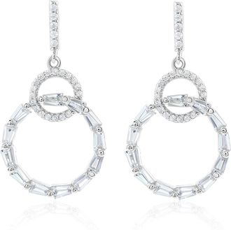 Suzy Levian Sterling Silver White Cubic Zirconia Interlocking Circle Drop Earrings