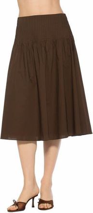 Alexia Admor Esme Pintuck Waist Full Poplin Skirt in Brown at Nordstrom, Size 10