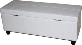Hhg Non utilizzato] Panca contenitore elegante Kriens pelle rivestita e ecopelle 112x45x45cm, bianco