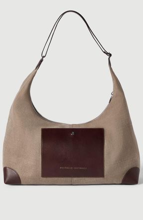 Brunello Cucinelli Water-resistant canvas and burnished calfskin messenger bag in Leather at Nordstrom