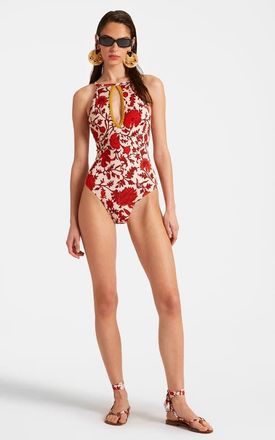 La DoubleJ Fonda Swimsuit in Dragonflower Mini Red at Nordstrom, Size X-Small