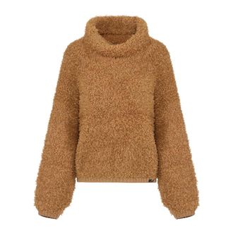 Elisabetta Franchi Pullover van fleece stof - Dames - Coltruien - Bruin - S - Wol - Truien & Vesten