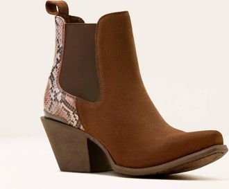 Ariat Womens Bradley Western Boots In Coffee Suede Desert Snake Print