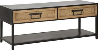 Mauro Ferretti Mueble de tv de madera marrón y metal negro 95x38x38 cm