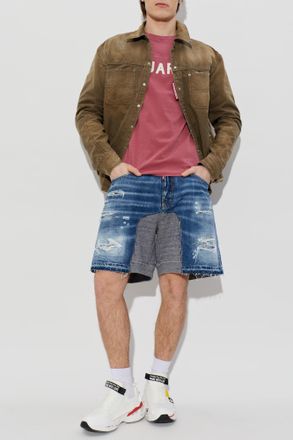 Dsquared2 Denim Shorts With A Vintage Effect, Mens, Blue