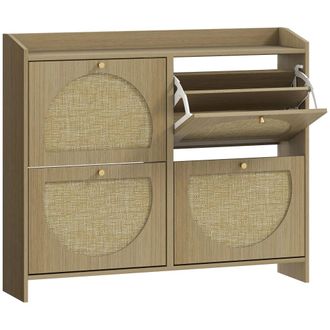 HOMCOM Zapatero estrecho 104.5x24x88 cm madera natural