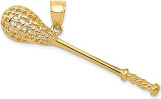 Diamond2Deal 14k Yellow Gold Solid Polished 3-D Lacrosse Stick Pendant