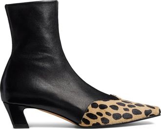 Khaite 40mm Nevada hyena-print square toe boots - women - Lambskin/Calf Hair/Nappa Leather/Leather/Leather - 41.5 - Black