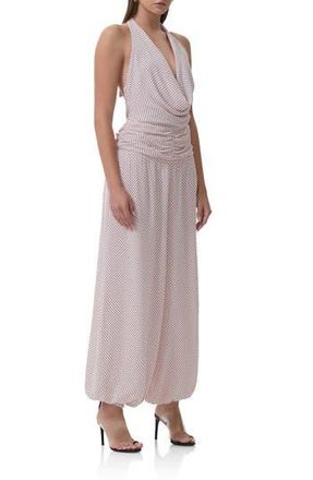 AFRM Robin Pin Dot Halter Neck Jumpsuit in Mauve Pin Dot at Nordstrom Rack, Size X-Small