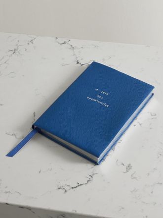 Smythson + Thomas L&eacute;lu Soho Panama Textured-leather Notebook - Blue