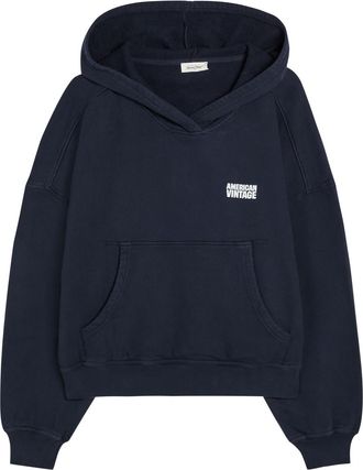 American Vintage Plizzy Hooded Cotton Sweatshirt - Navy - S (UK8-10 / S)