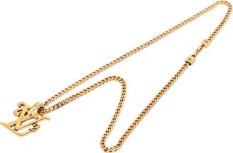 Louis Vuitton Tweedehands Nigo Gouden Geplateerde Vierkante Logo Hanger Ketting