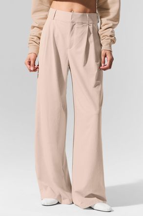 Alo | High-Waist Dreamscape Trouser (Long) in Macadamia Beige, Size: Large